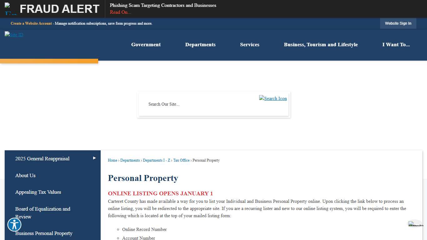 Personal Property Carteret County, NC - Official Website