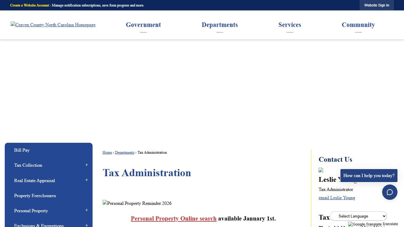 Tax Administration Craven County